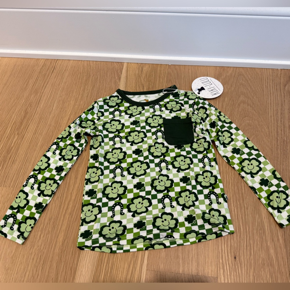 Green Shamrock Kids Long Sleeve Shirt